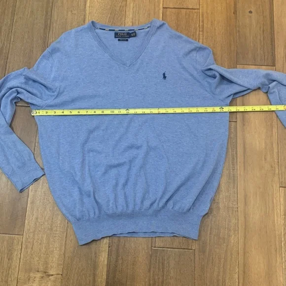 Ralph Lauren Mens V neck Sweater Light Blue Size XL - Picture 3 of 7